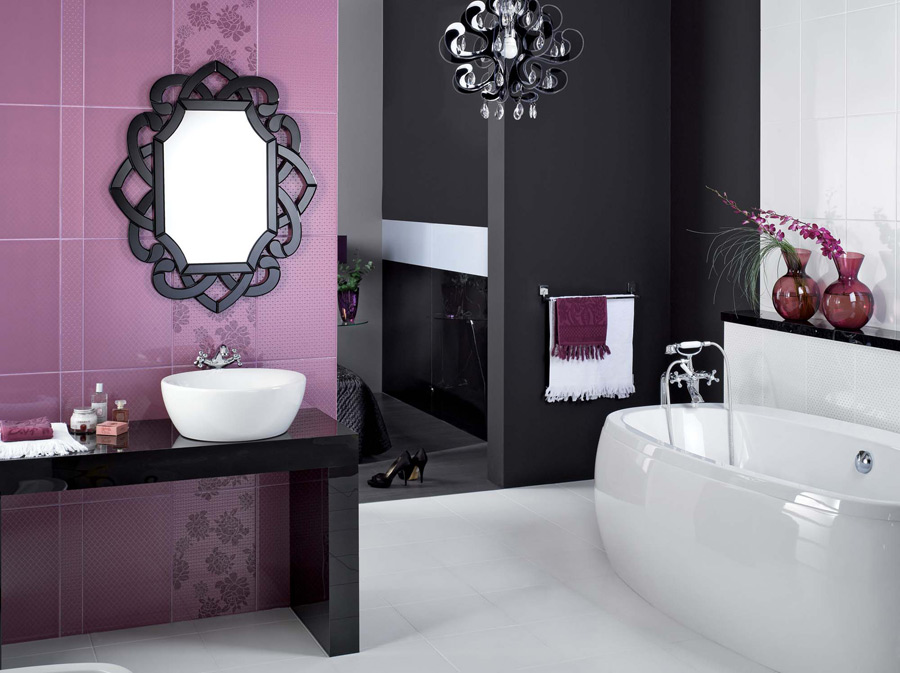 Фиолетовый цвет в интерьере ванной