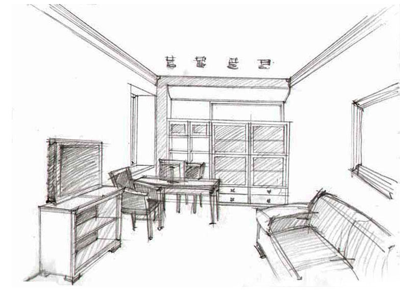 Архитектурное проектирование дома: эскиз кабинета