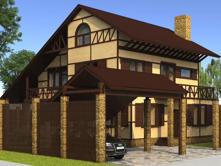Архитектурный проект дома 231 кв.м: 3D-визуализации