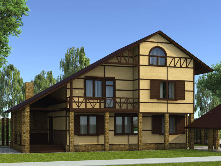 Архитектурный проект дома 231 кв.м: 3D-визуализации