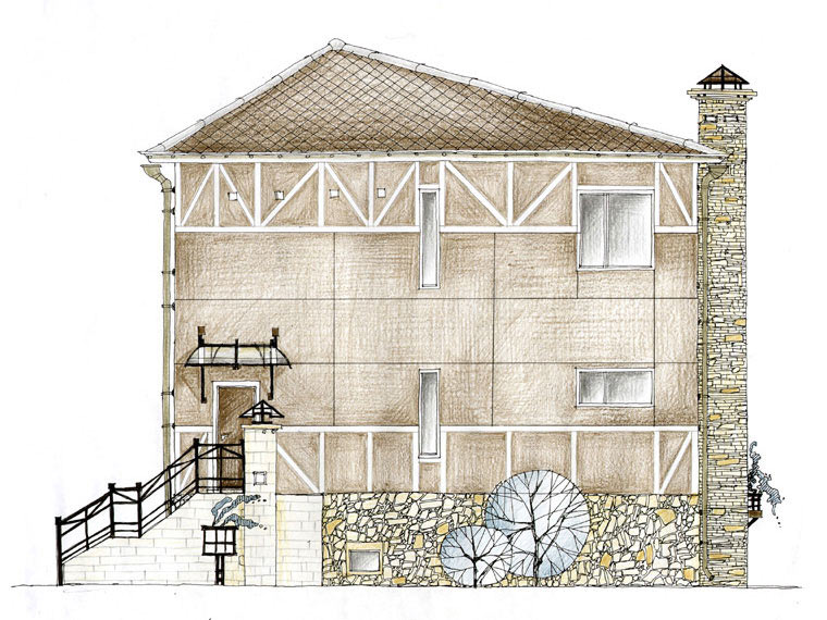 Архитектурный проект дома 150 кв.м: эскизы фасадов