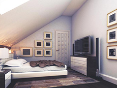 Дизайн интерьера спальни в мансарде