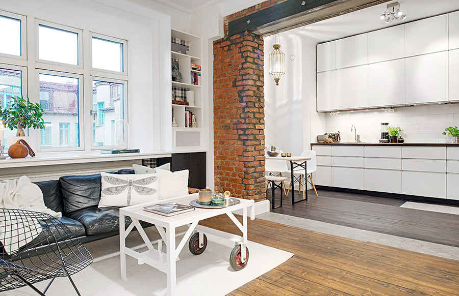 Дизайн интерьера трехкомнатной квартиры: совмещенная кухня-гостиная