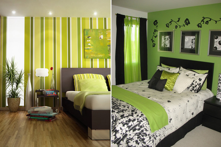 Зеленый цвет в интерьере в спальных комнатах