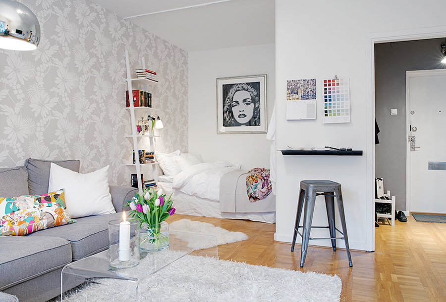 Дизайн интерьера квартиры-студии: гостиная-спальня