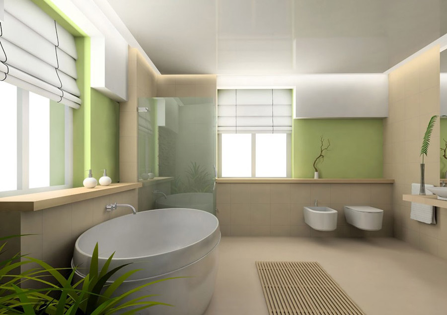 Дизайн интерьера просторного туалета