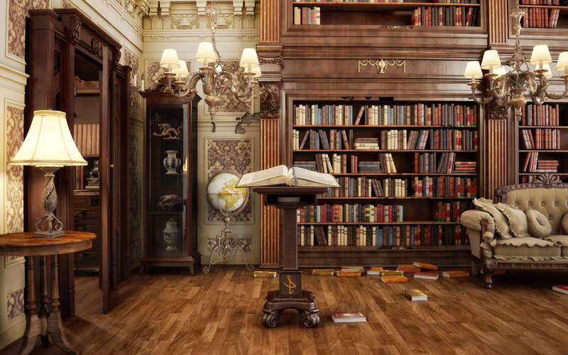 Викторианский стиль в интерьере библиотеки