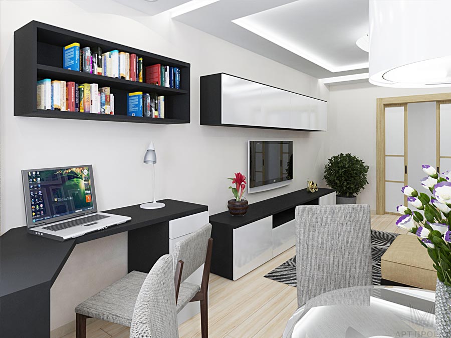 Дизайн-проект интерьера трехкомнатной квартиры 89 кв.м - гостиная