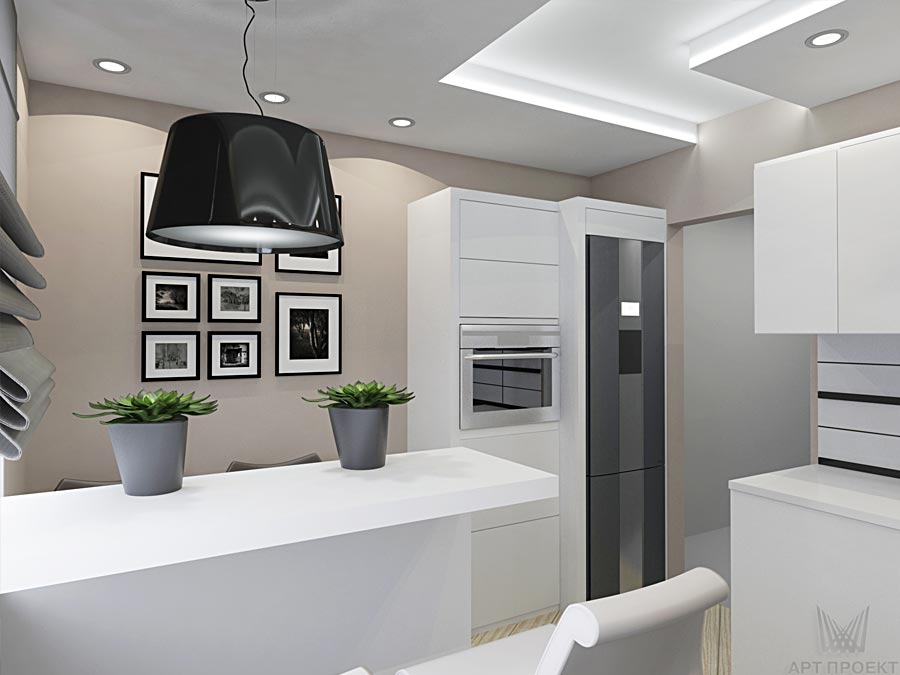 Дизайн-проект интерьера трехкомнатной квартиры 89 кв.м: кухня