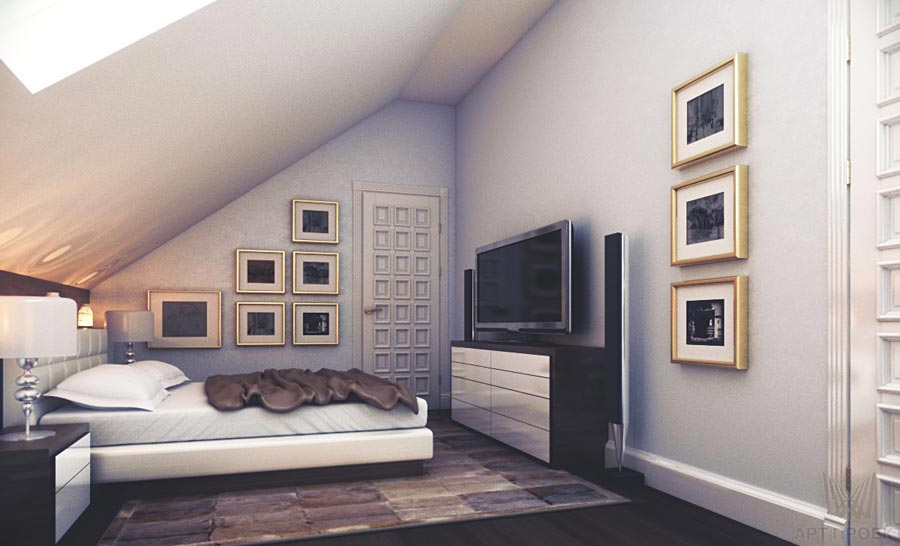 Дизайн-проект интерьера мансардного этажа 139,3 кв.м - спальня