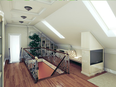 Дизайн-проект интерьера мансардной части дома 139,3 кв.м