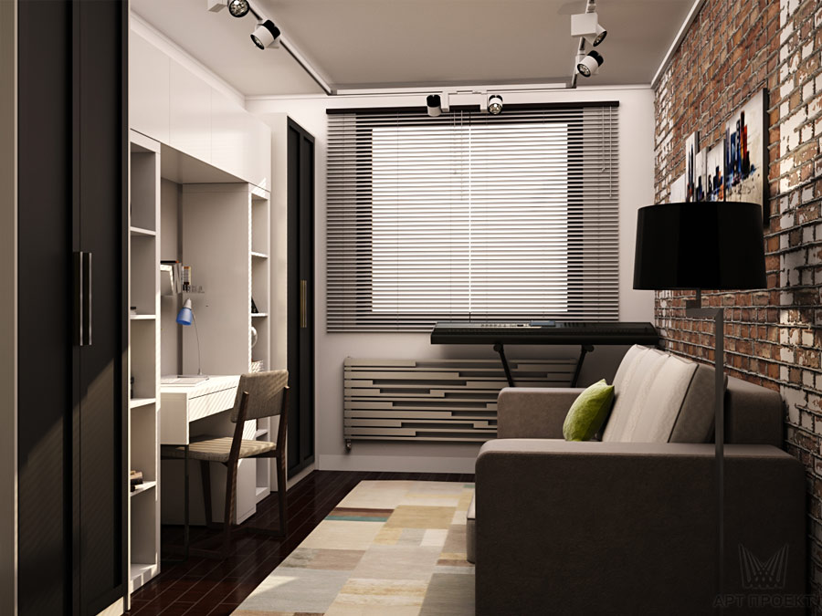 Дизайн-проект интерьера двухкомнатной квартиры 46,6 кв.м - спальня