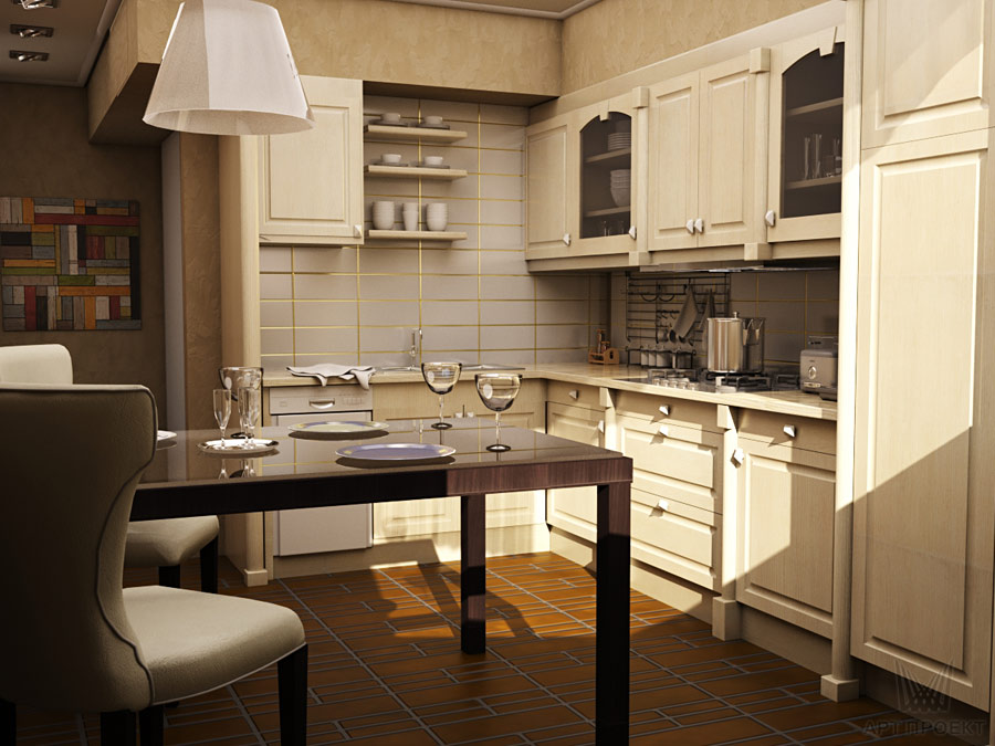 Дизайн-проект интерьера двухкомнатной квартиры 46,6 кв.м - кухня