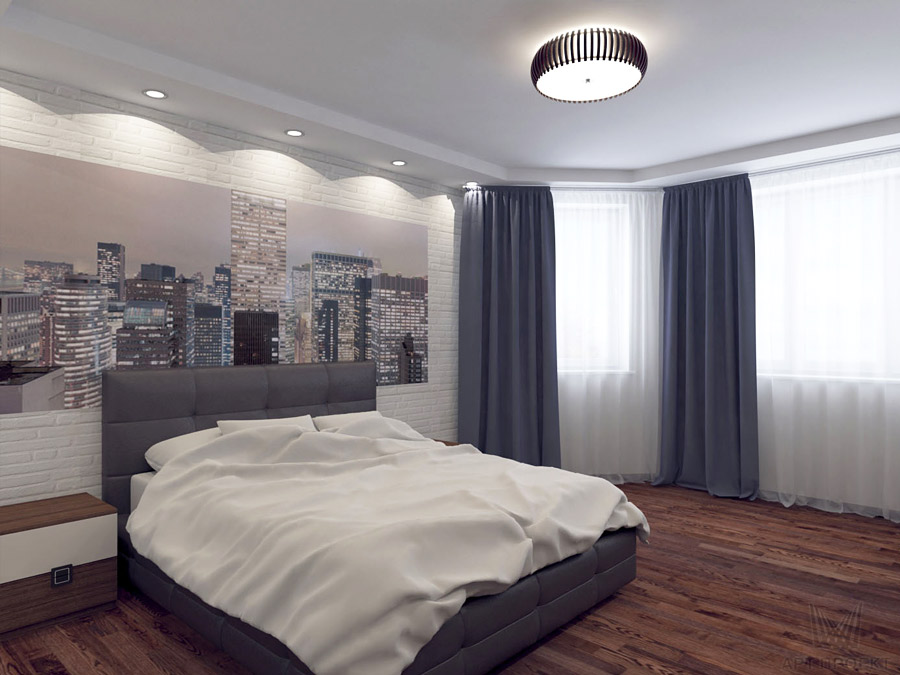 Дизайн-проект интерьера однокомнатной квартиры 44 кв.м - жилая комната