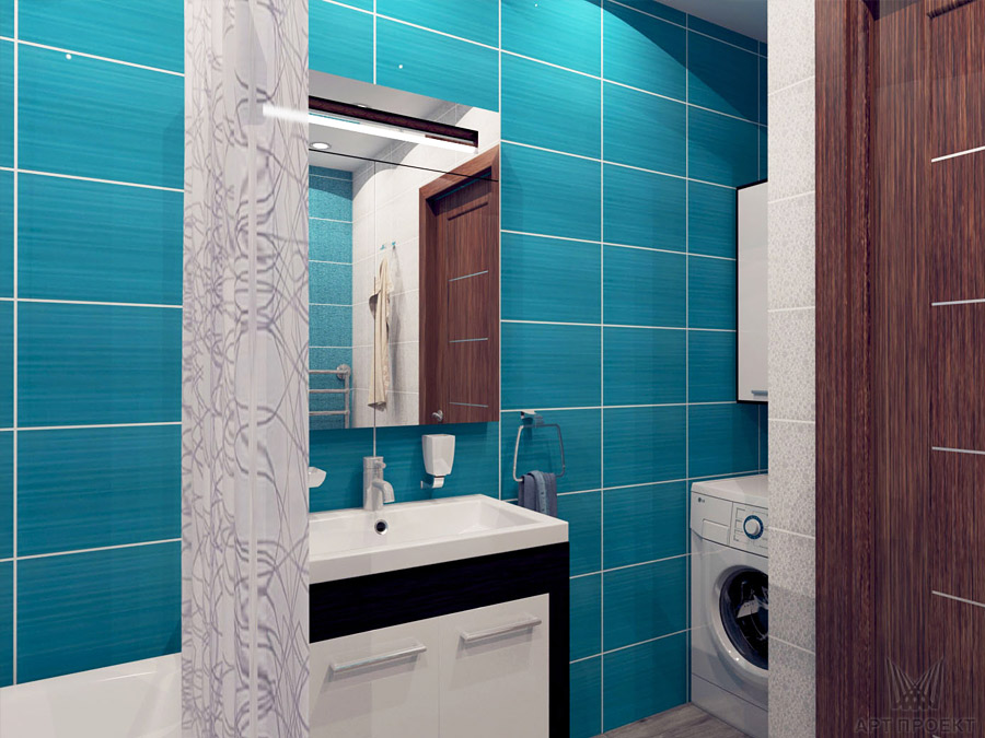 Дизайн-проект интерьера однокомнатной квартиры 44 кв.м - ванная
