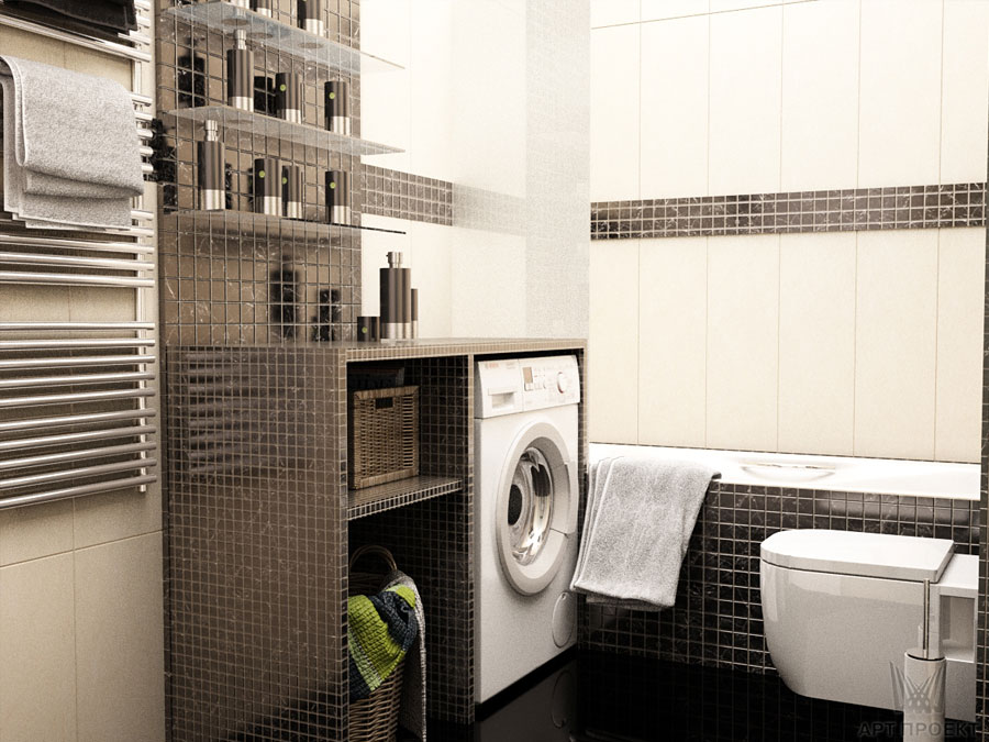 Дизайн-проект интерьера квартиры 58,6  кв.м - ванная