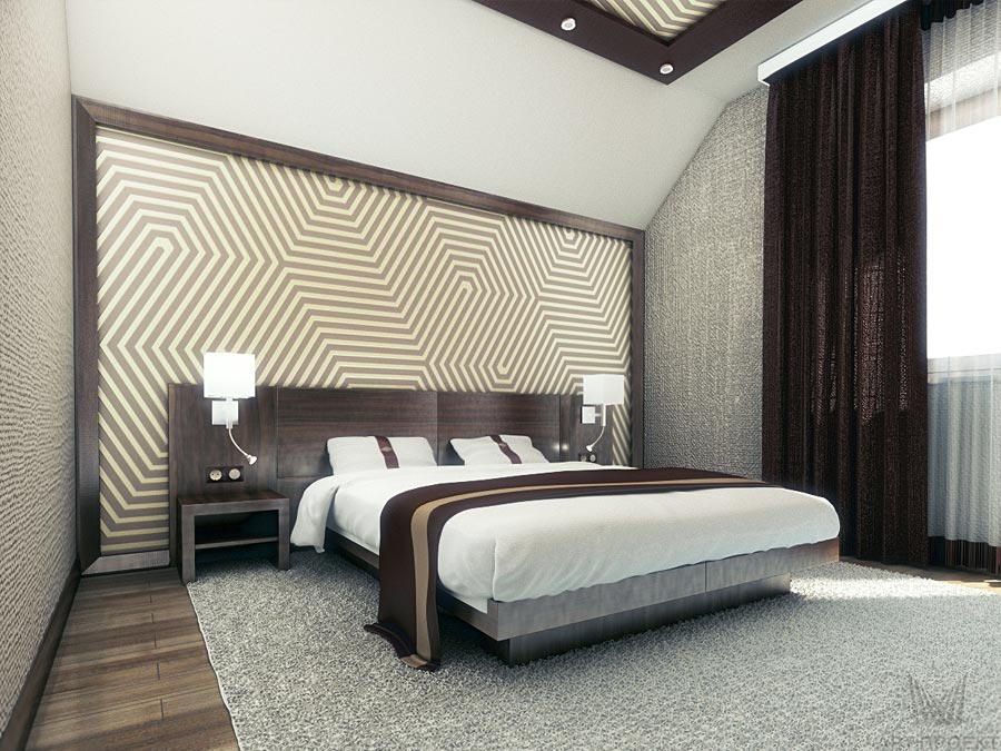 Дизайн-проект интерьера дома 182,4 кв.м - коричневая спальня
