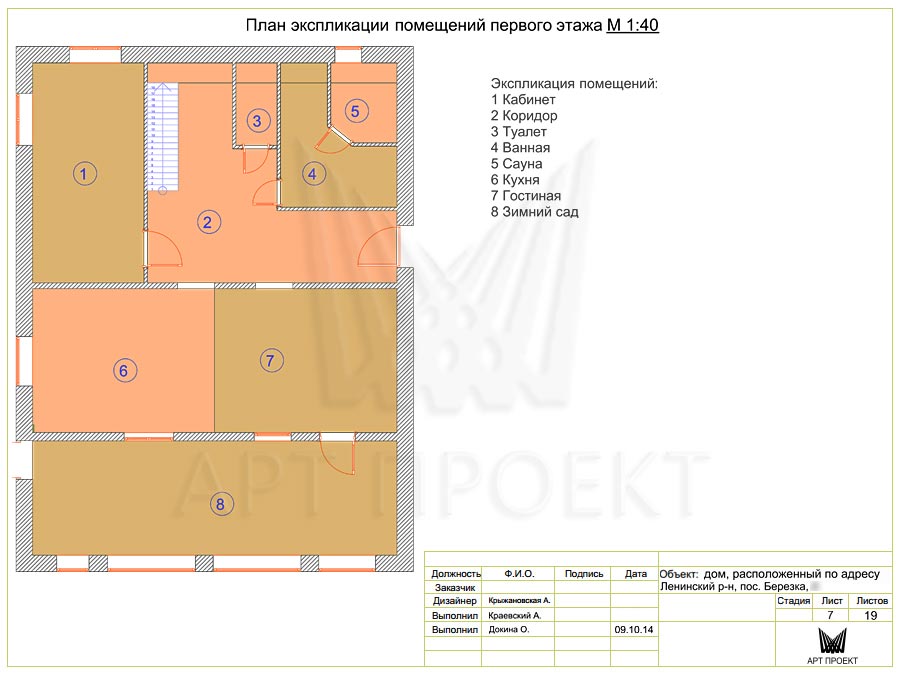 План экспликации помещений в дизайн-проекте дома 182,4 кв.м