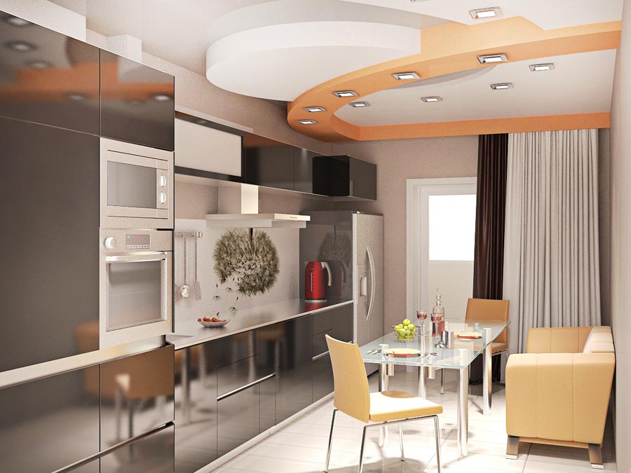 Дизайн-проект интерьера трехкомнатной квартиры 95 кв.м: кухня