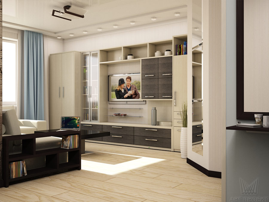 Дизайн-проект интерьера двухкомнатной квартиры 75 кв.м - гостиная
