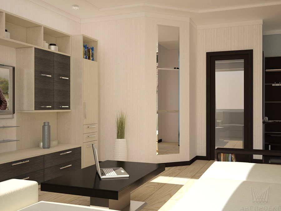 Дизайн-проект интерьера двухкомнатной квартиры 75 кв.м - гостиная