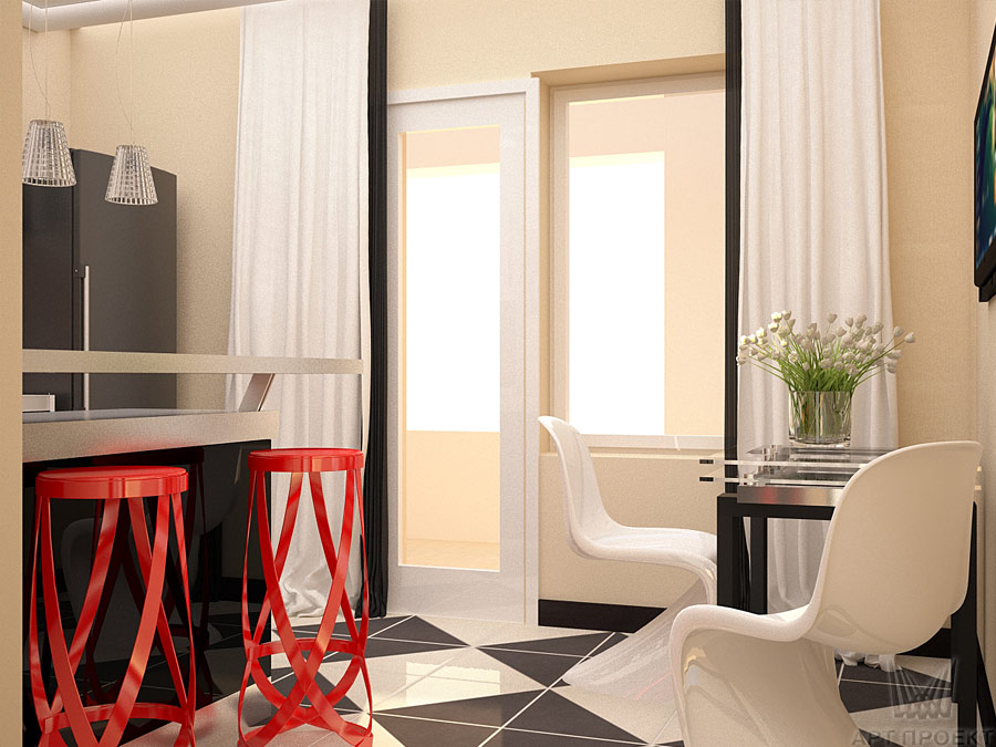 Дизайн-проект интерьера двухкомнатной квартиры 75 кв.м - кухня