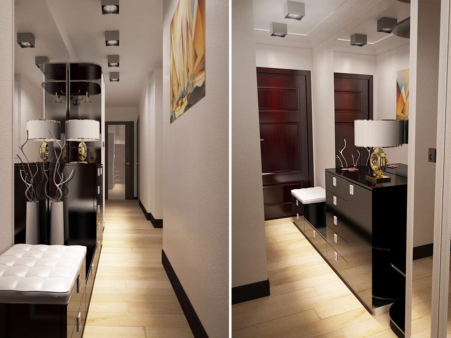 Дизайн интерьера прихожей в трехкомнатной квартире 58,46 кв.м