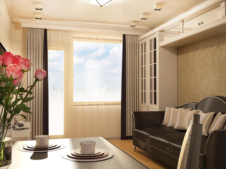 Дизайн-проект интерьера трехкомнатной квартиры 58,46 кв.м: гостиная