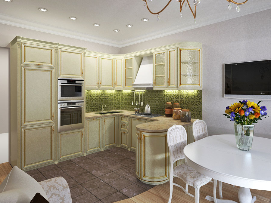Дизайн-проект интерьера двухкомнатной квартиры 73 кв.м - кухня