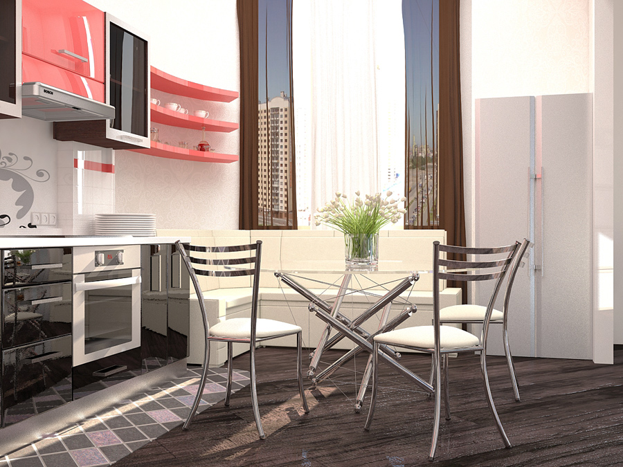 Дизайн-проект интерьера трехкомнатной квартиры 87 кв.м: кухня